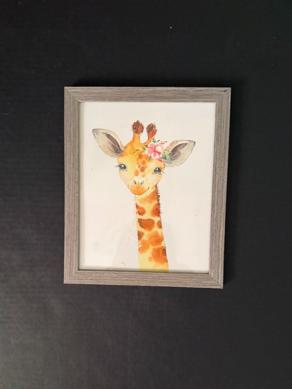 Watercolor-Style Framed Art Print ‘Baby Giraffe’